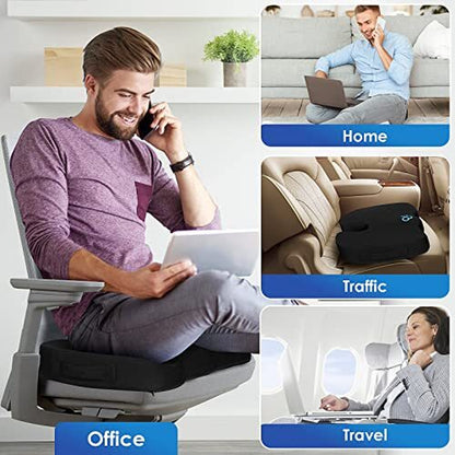 Black Memory Foam Seat Cushion for Office Chair - Pillow for Sciatic...