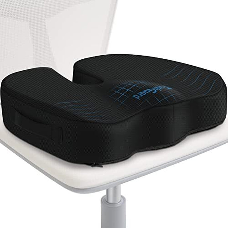 Black Memory Foam Seat Cushion for Office Chair - Pillow for Sciatic...