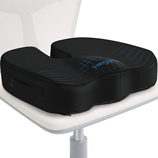 Black Memory Foam Seat Cushion for Office Chair - Pillow for Sciatic...